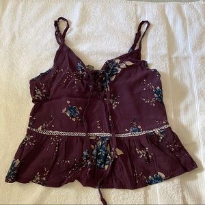 American Eagle Don’t Ask Why Purple Floral Tank